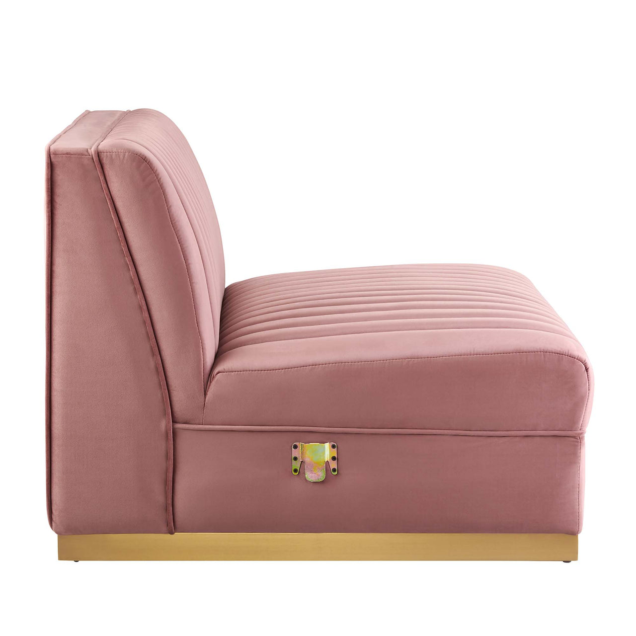Vladimir Velvet Armless Chair | Modular Sectional Component, Dusty Rose