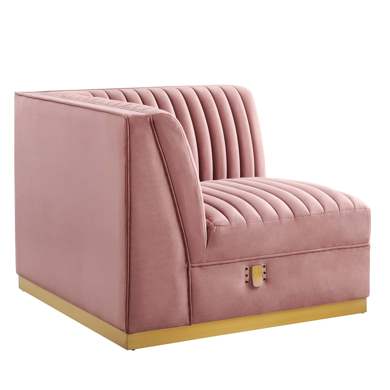 Vladimir Velvet Left Corner Chair | Modular Sectional Component, Dusty Rose