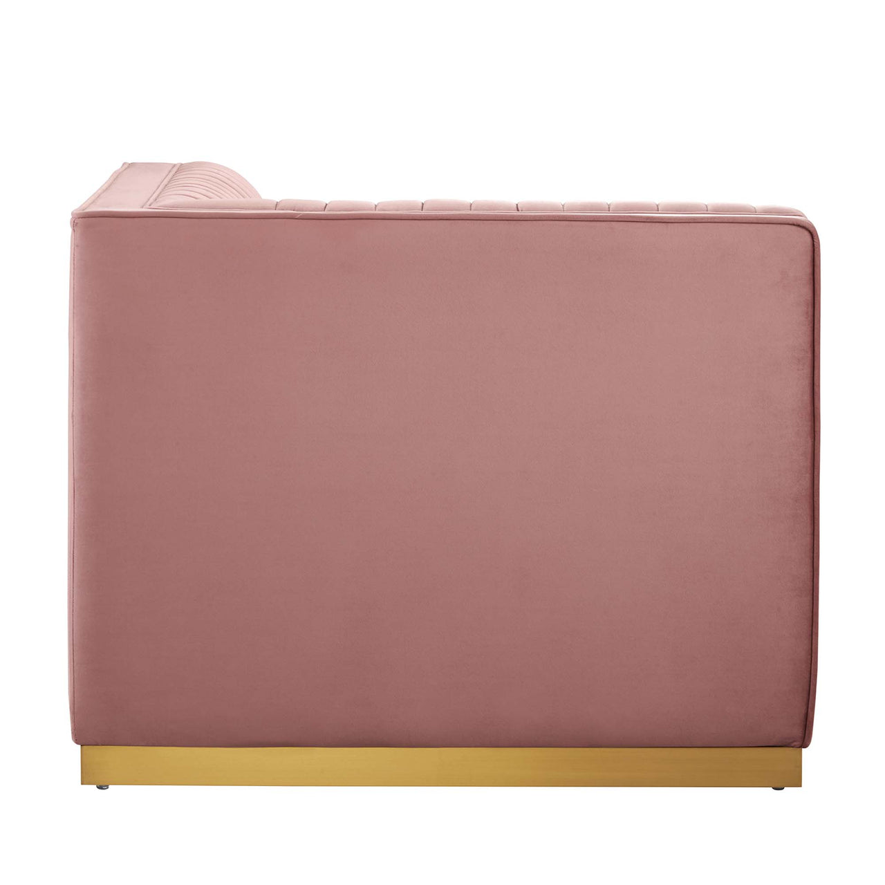 Vladimir Velvet Left Corner Chair | Modular Sectional Component, Dusty Rose