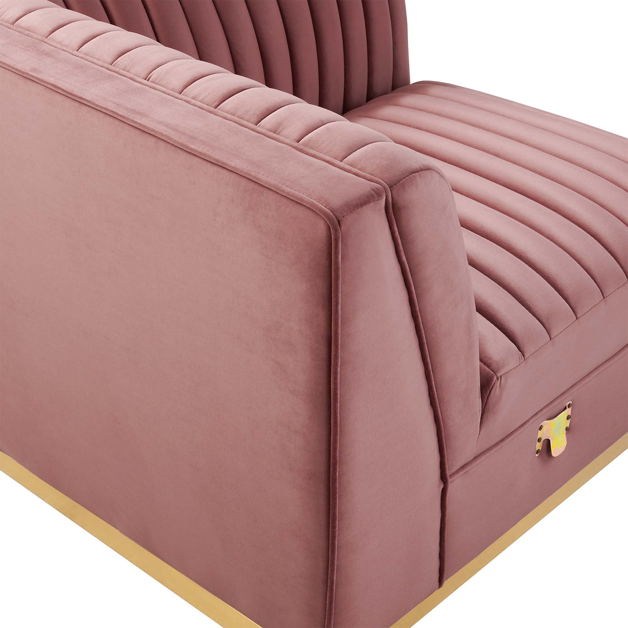 Vladimir Velvet Left Corner Chair | Modular Sectional Component, Dusty Rose