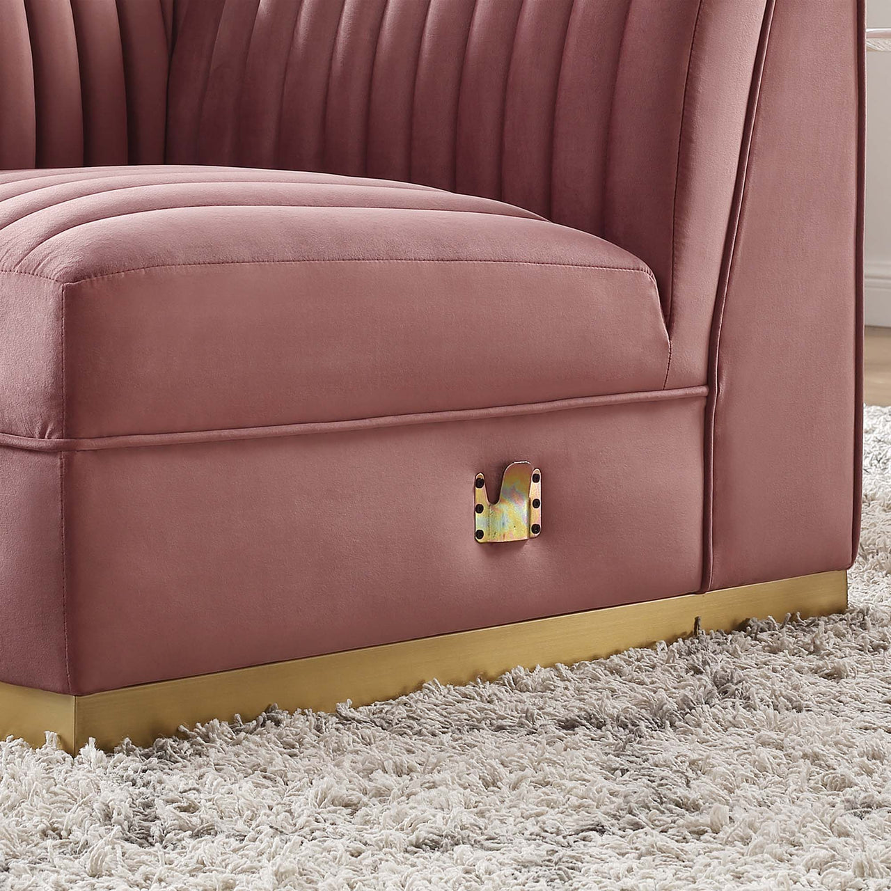 Vladimir Velvet Left Corner Chair | Modular Sectional Component, Dusty Rose