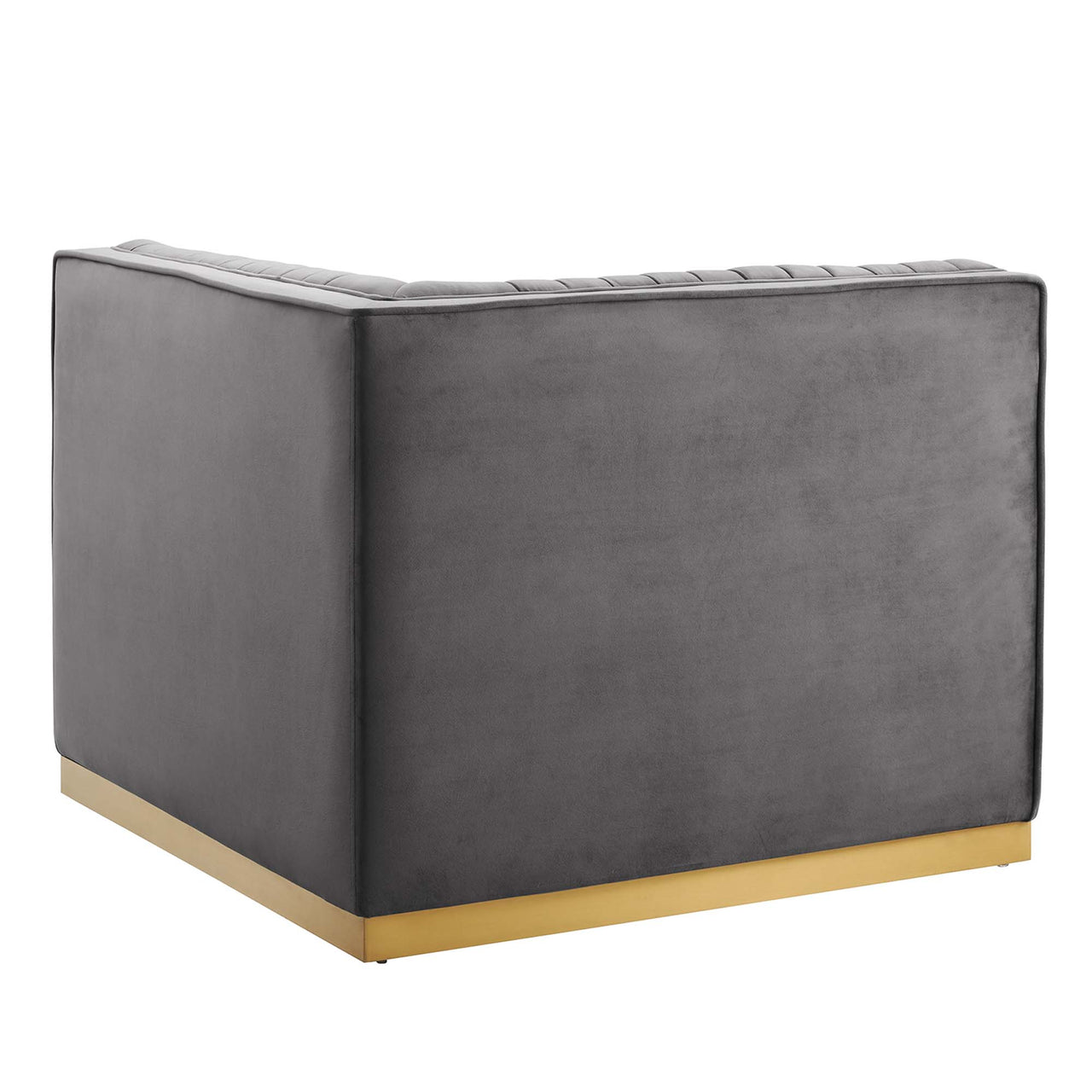 Vladimir Velvet Left Corner Chair | Modular Sectional Component, Gray