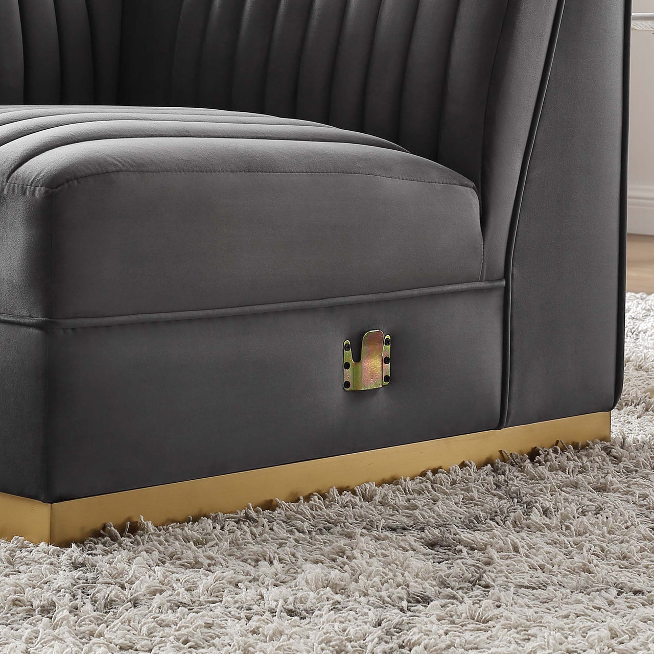 Vladimir Velvet Left Corner Chair | Modular Sectional Component, Gray