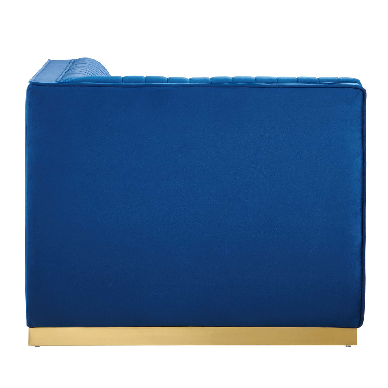 Vladimir Velvet Left Corner Chair | Modular Sectional Component, Navy Blue