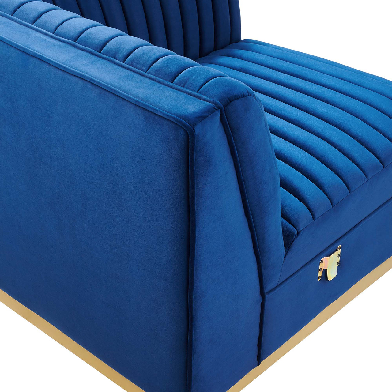Vladimir Velvet Left Corner Chair | Modular Sectional Component, Navy Blue