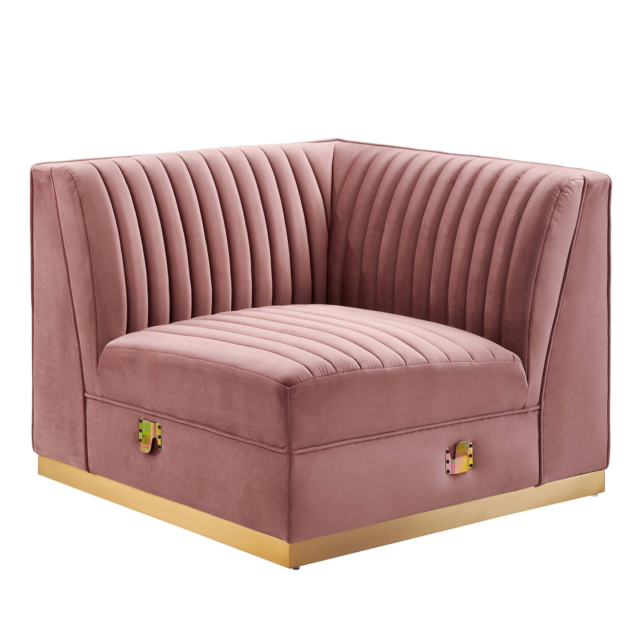 Vladimir Velvet Right Corner Chair | Modular Sectional Component, Dusty Rose