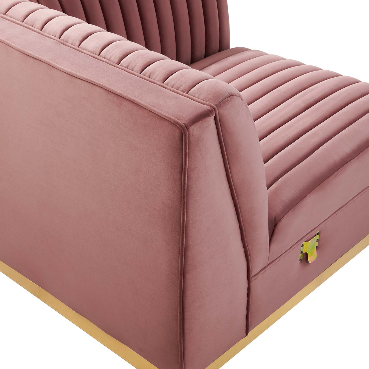 Vladimir Velvet Right Corner Chair | Modular Sectional Component, Dusty Rose
