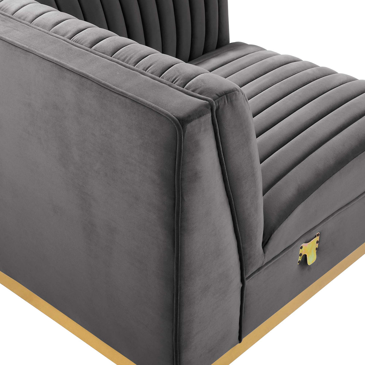 Vladimir Velvet Right Corner Chair | Modular Sectional Component, Gray