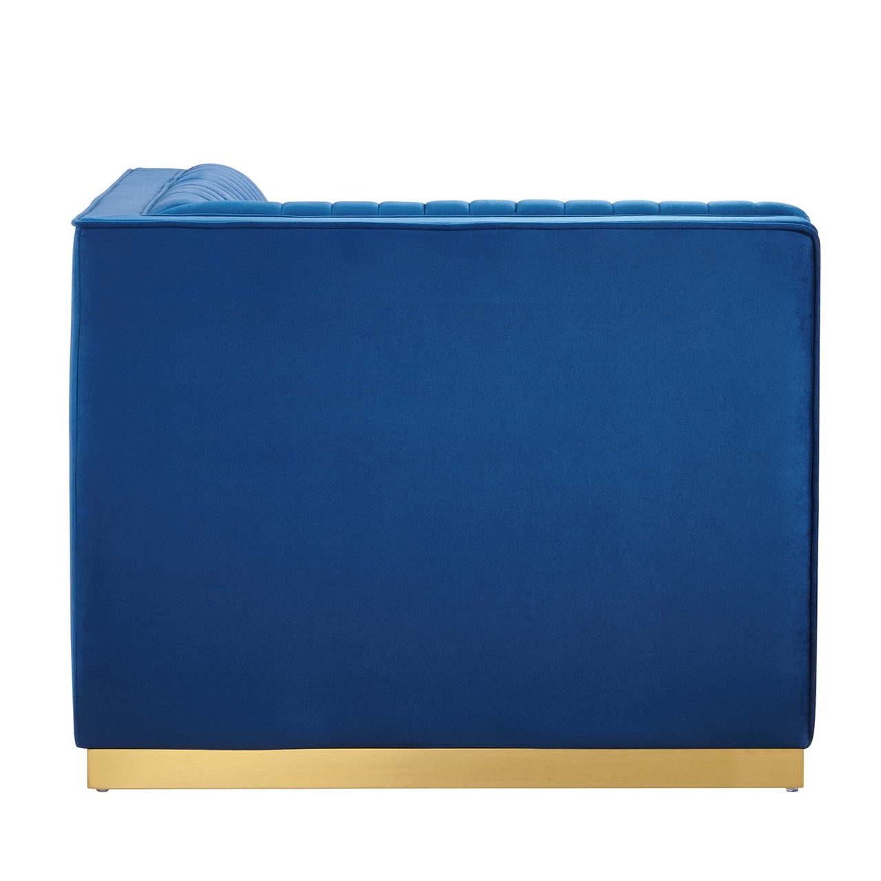 Vladimir Velvet Right Corner Chair | Modular Sectional Component, Navy Blue