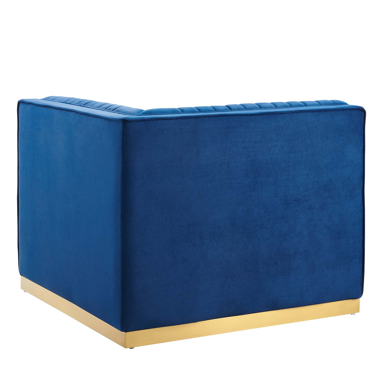 Vladimir Velvet Right Corner Chair | Modular Sectional Component, Navy Blue