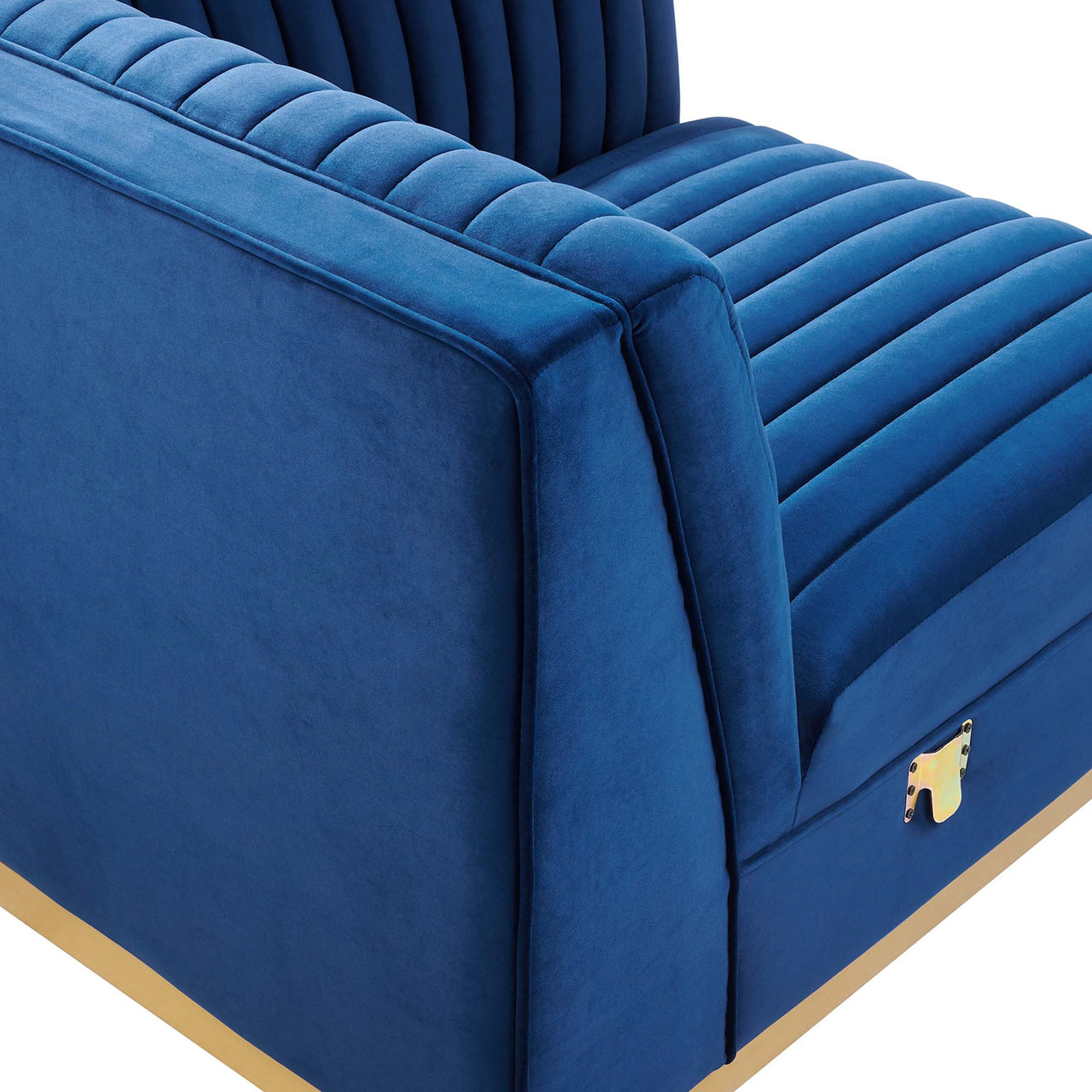 Vladimir Velvet Right Corner Chair | Modular Sectional Component, Navy Blue