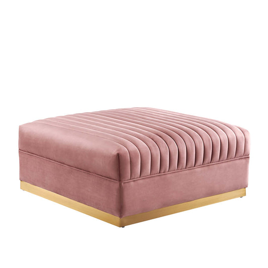 Vladimir Velvet Ottoman | Modular Sectional Component, Dusty Rose