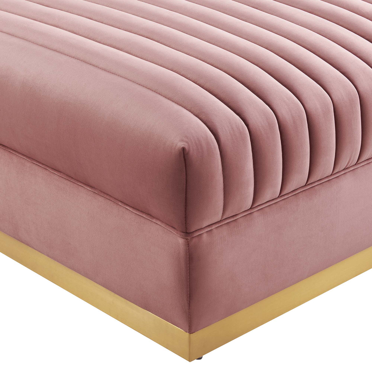 Vladimir Velvet Ottoman | Modular Sectional Component, Dusty Rose