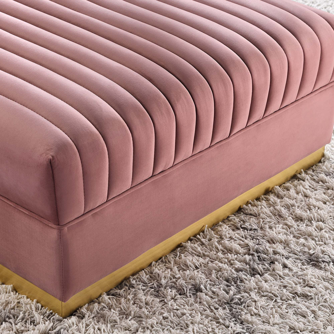 Vladimir Velvet Ottoman | Modular Sectional Component, Dusty Rose