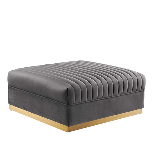 Vladimir Velvet Ottoman | Modular Sectional Component, Gray