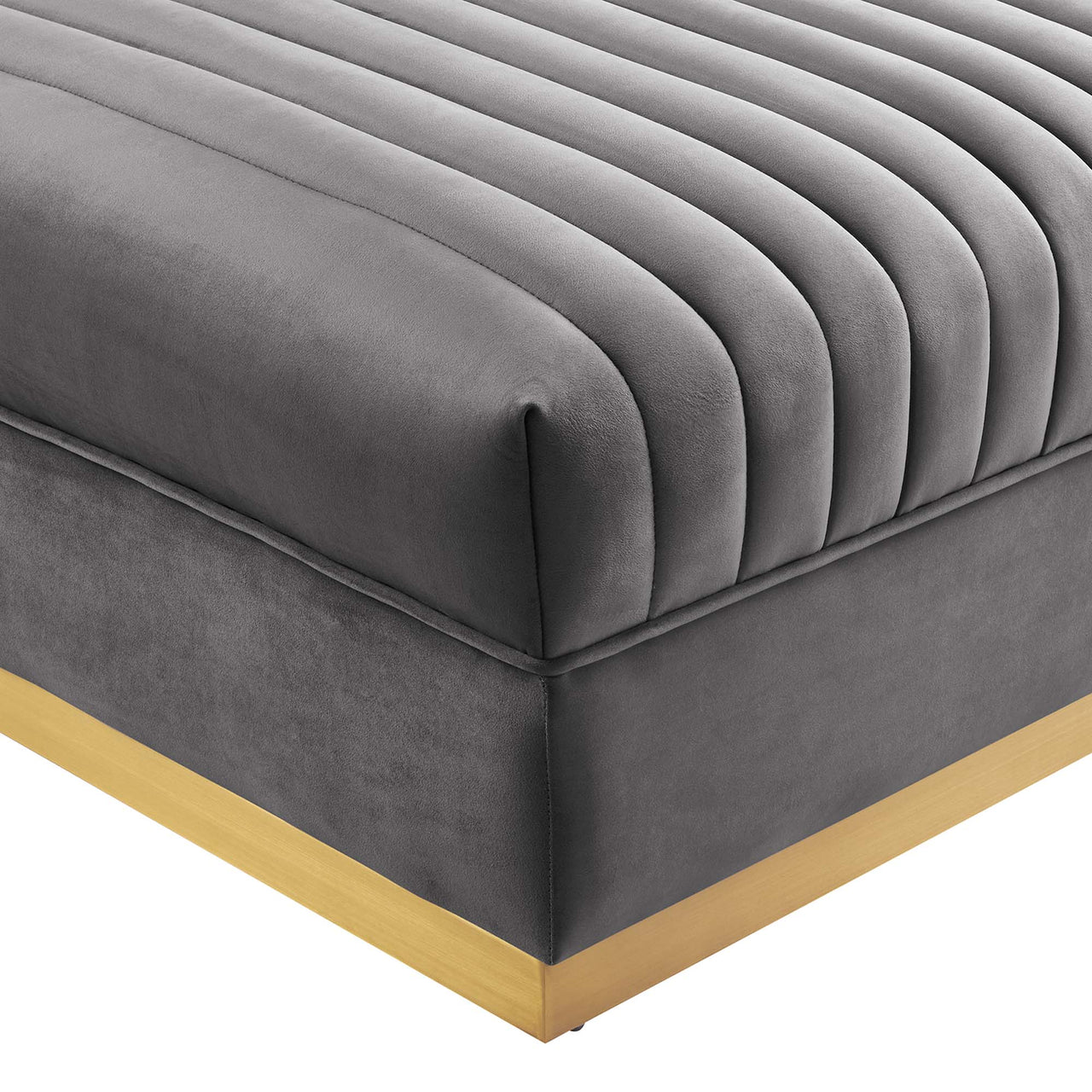 Vladimir Velvet Ottoman | Modular Sectional Component, Gray