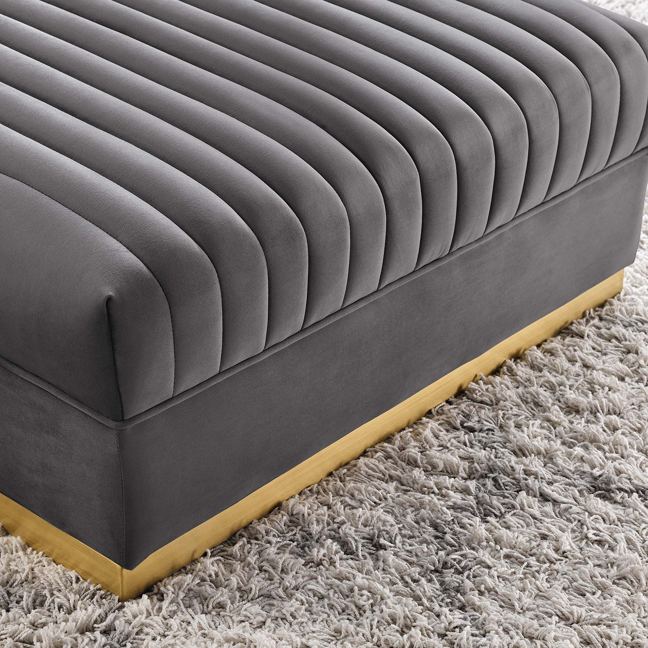 Vladimir Velvet Ottoman | Modular Sectional Component, Gray