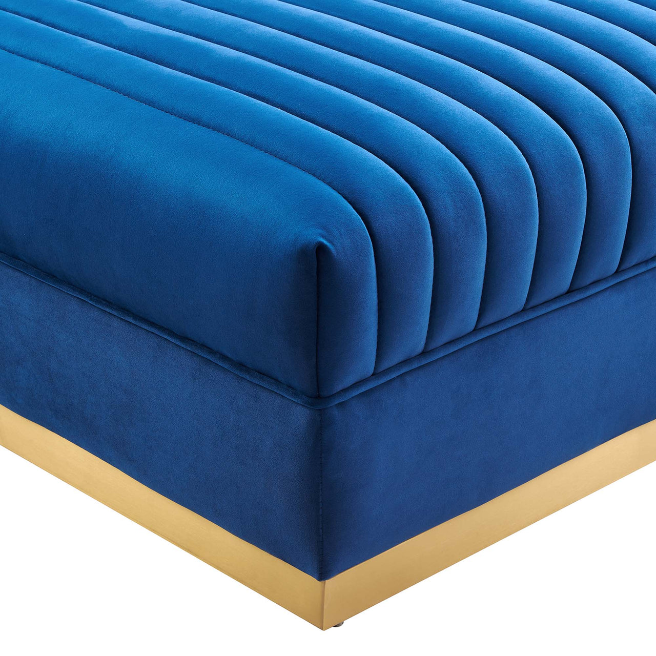 Vladimir Velvet Ottoman | Modular Sectional Component, Navy