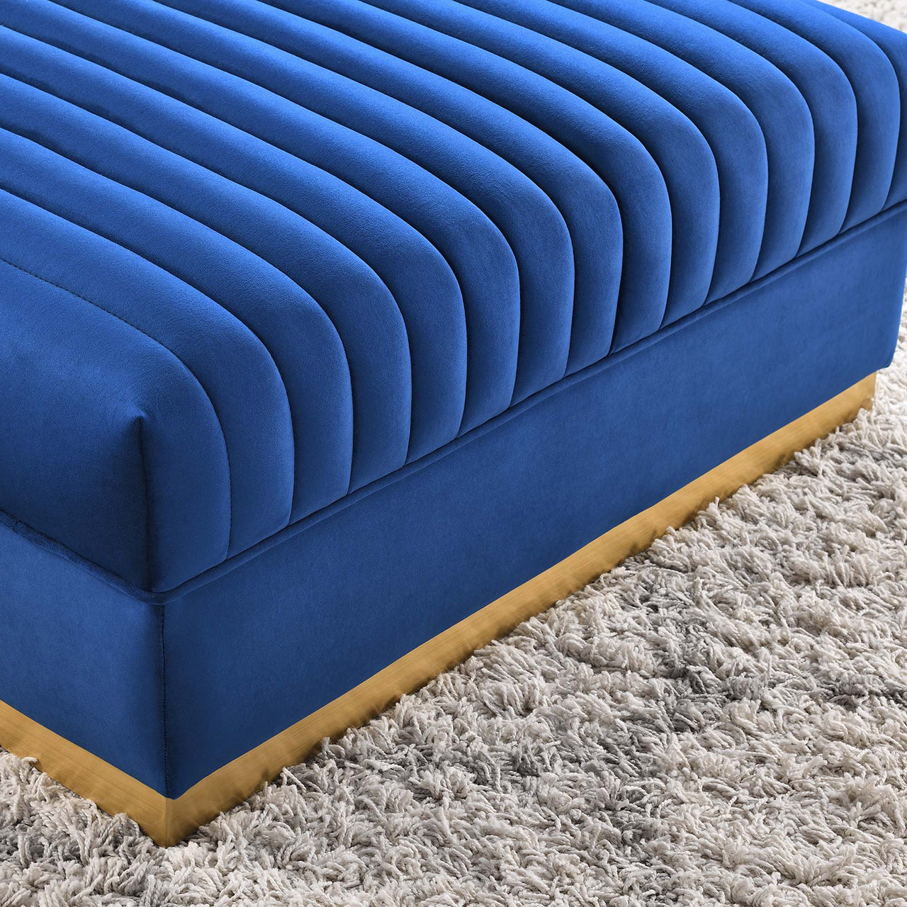 Vladimir Velvet Ottoman | Modular Sectional Component, Navy