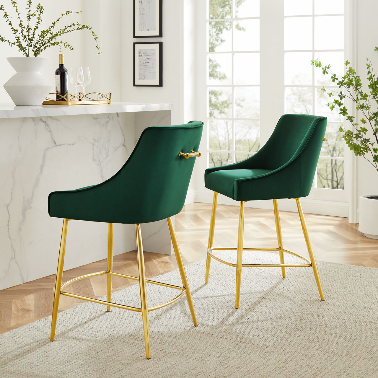 Virella Counter Stools Set of 2, Green