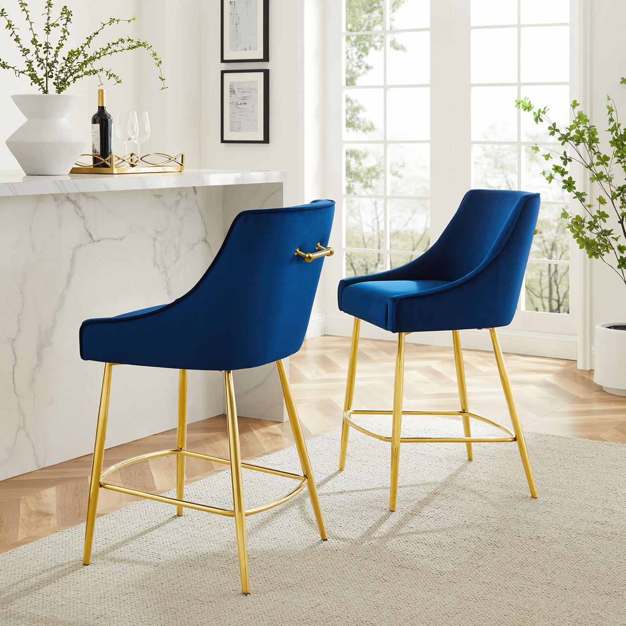 Virella Counter Stools Set of 2, Navy