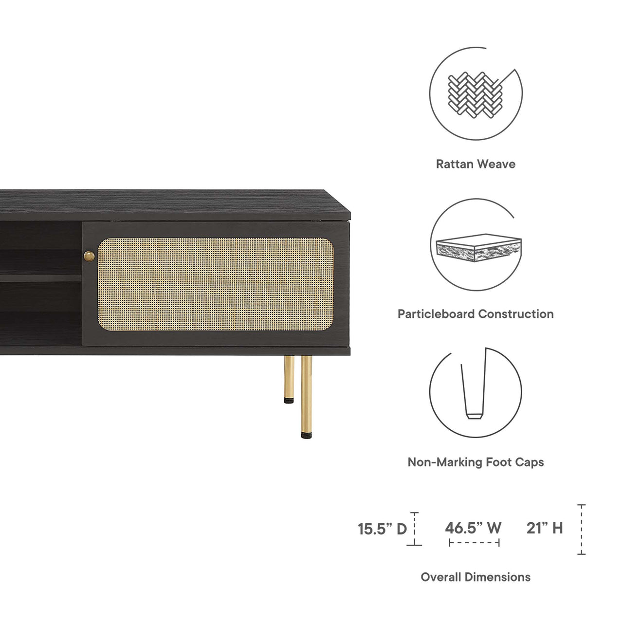 Camden Media Console, Small, Black
