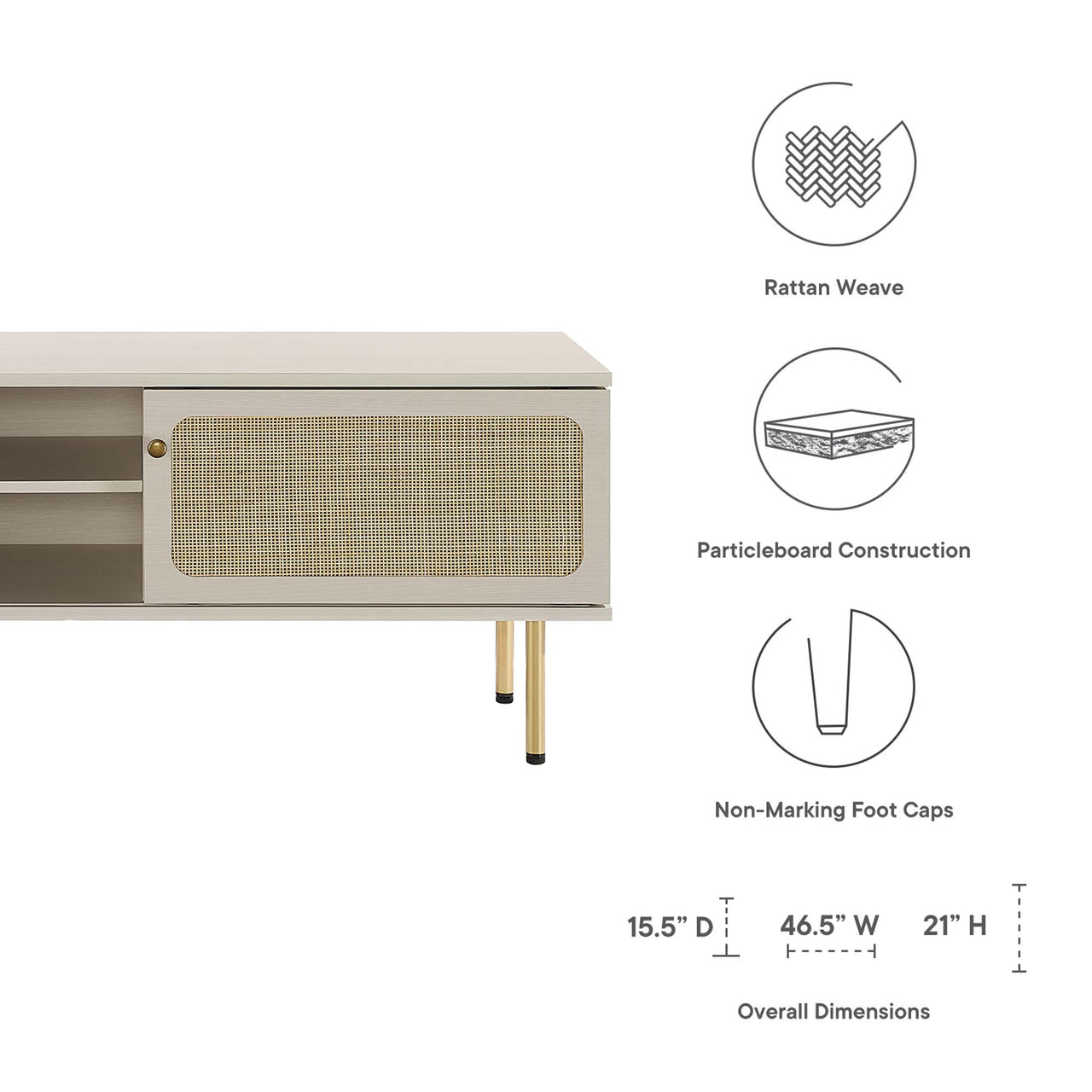 Camden Media Console, Small, White