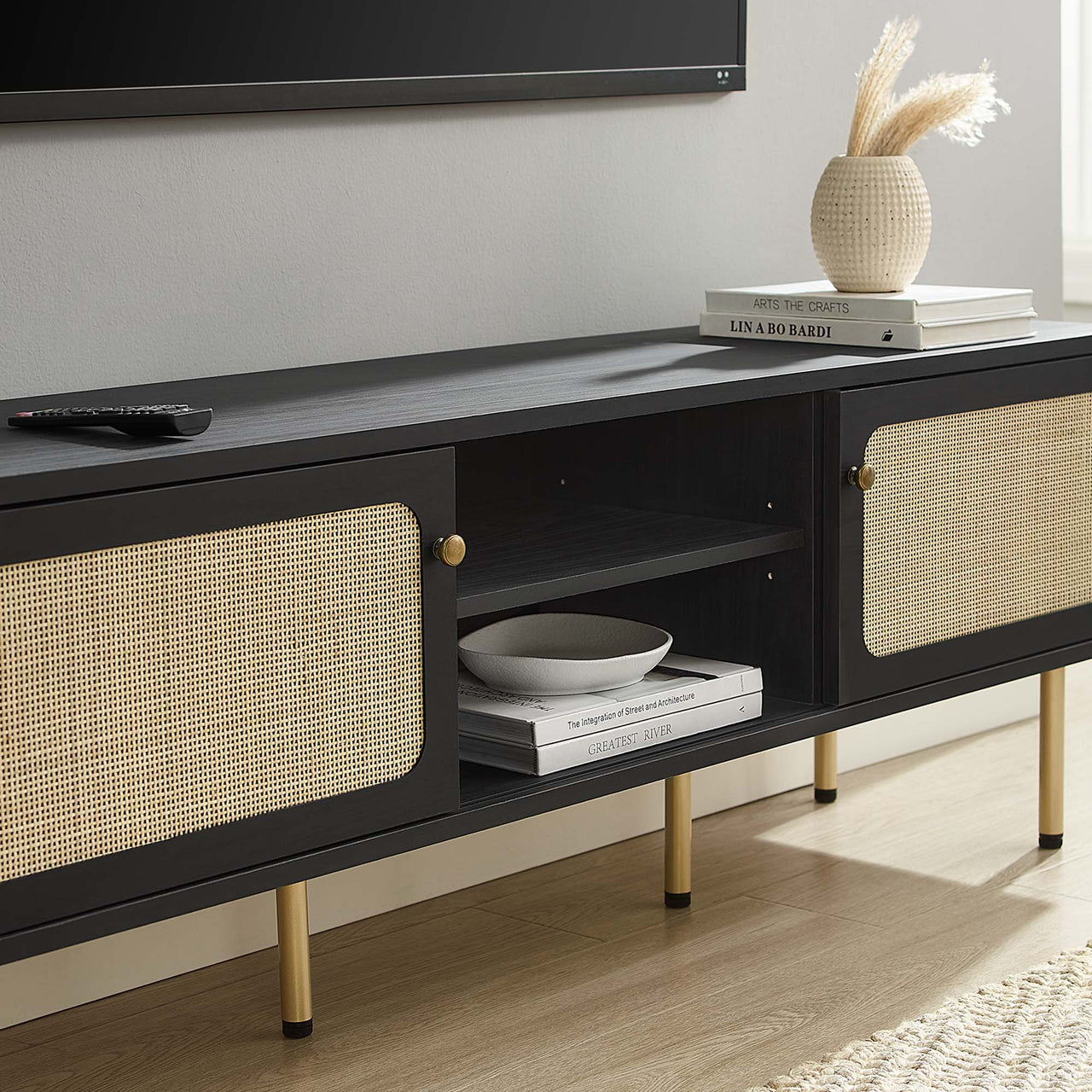 Camden Media Console, Medium, Black