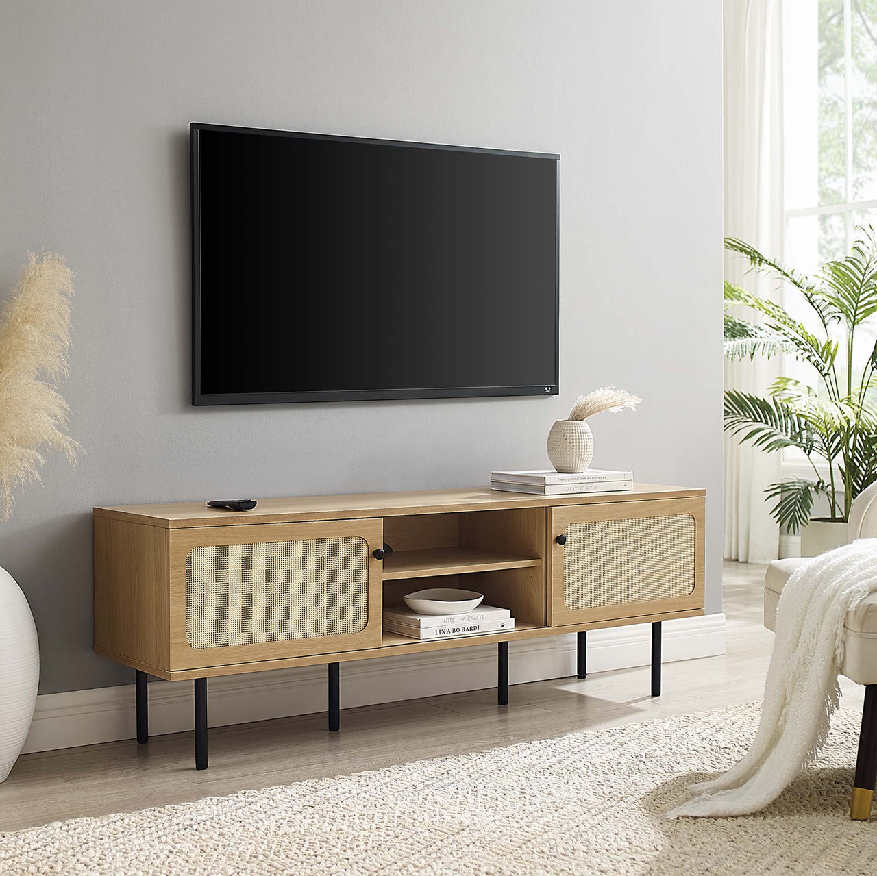 Camden Media Console, Medium, Oak