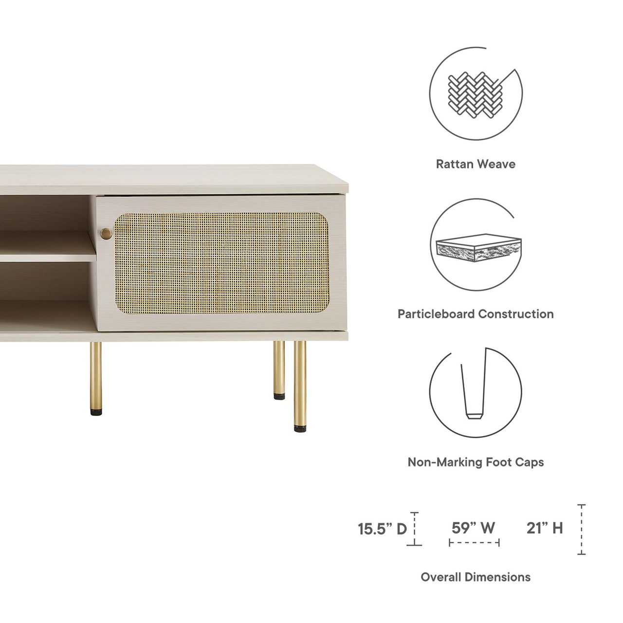 Camden Media Console, Medium, White