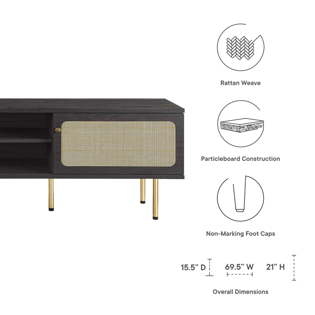 Camden Media Console, Large, Black