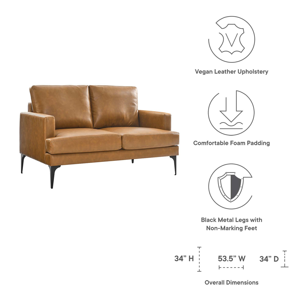 Sonnet Eco-Leather Loveseat, Tan
