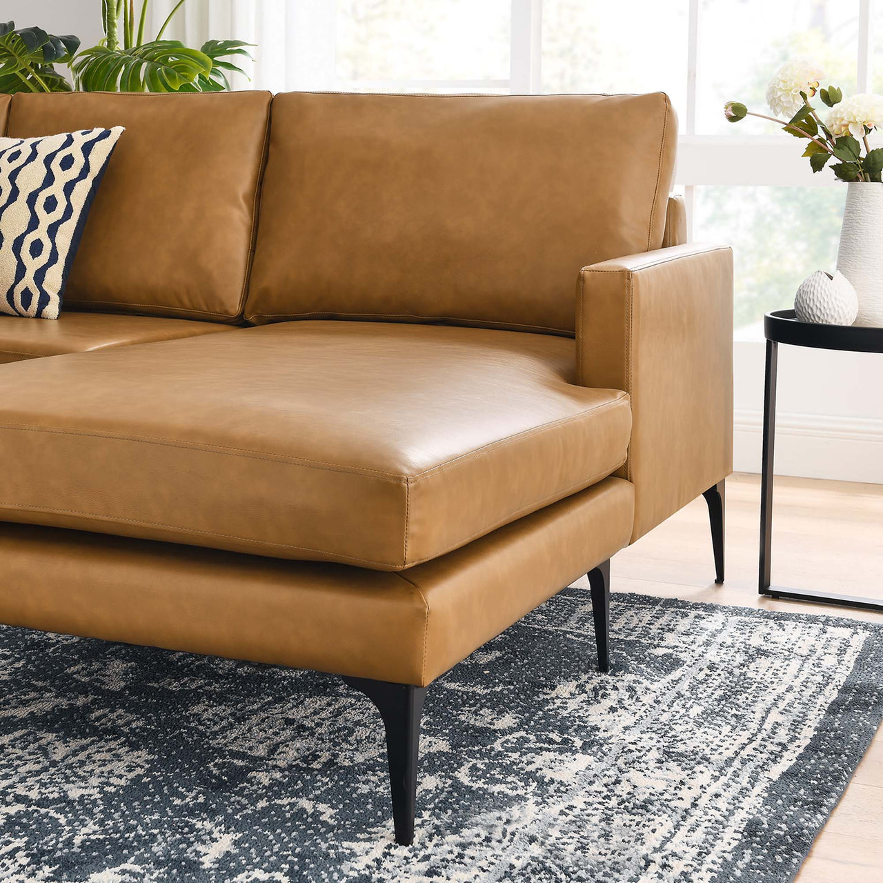 Sonnet Right-Facing Eco-Leather Sectional, Tan