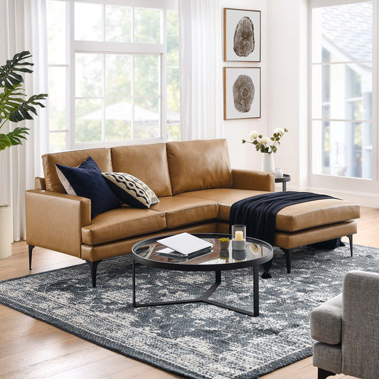 Sonnet Right-Facing Eco-Leather Sectional, Tan