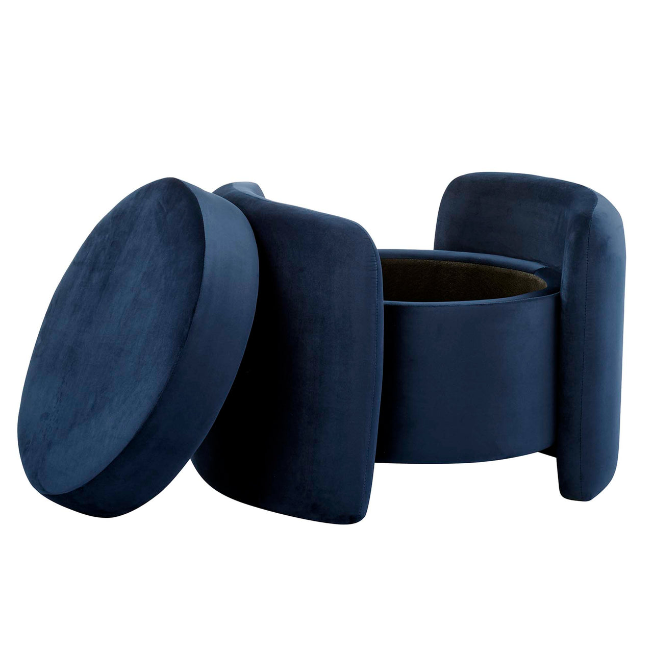 Mitosis Velvet Ottoman, Dark Blue