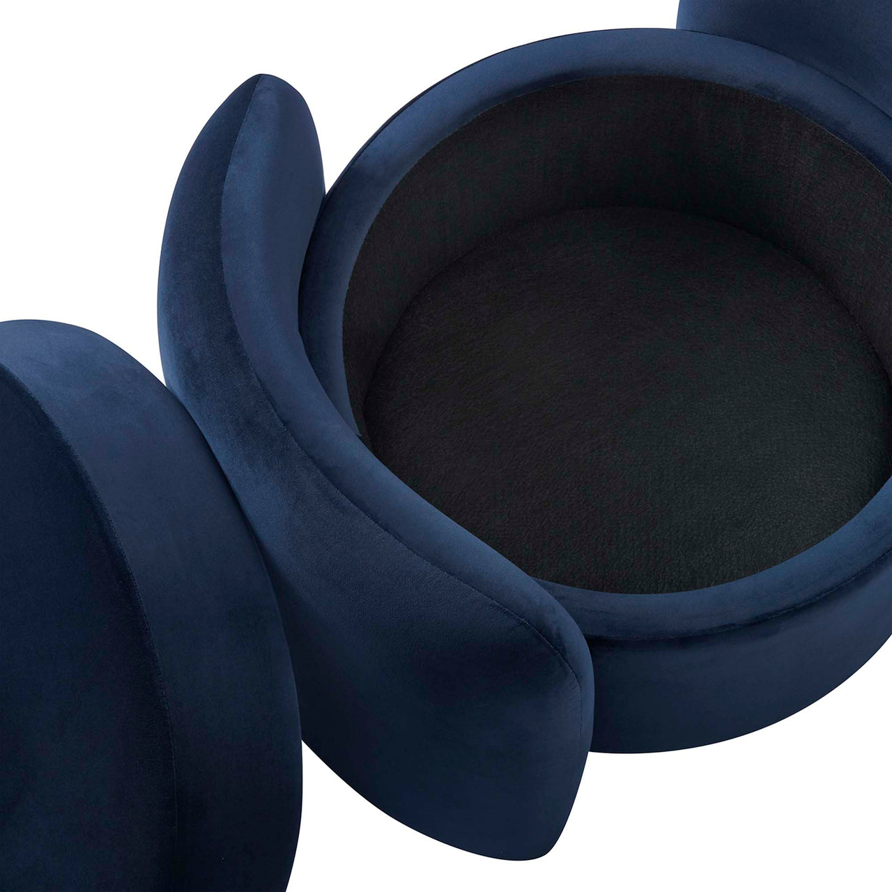Mitosis Velvet Ottoman, Dark Blue