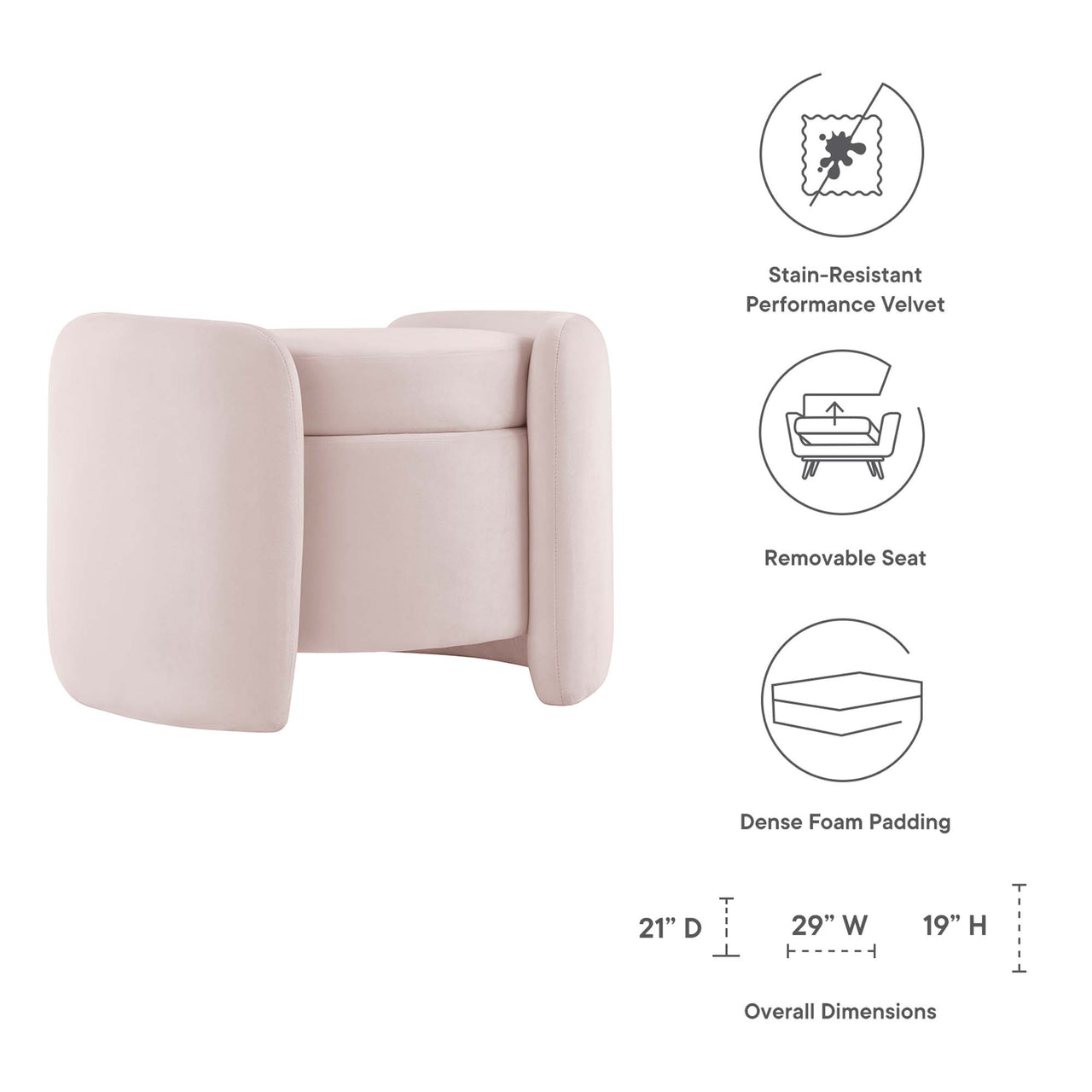 Mitosis Velvet Ottoman, Pink