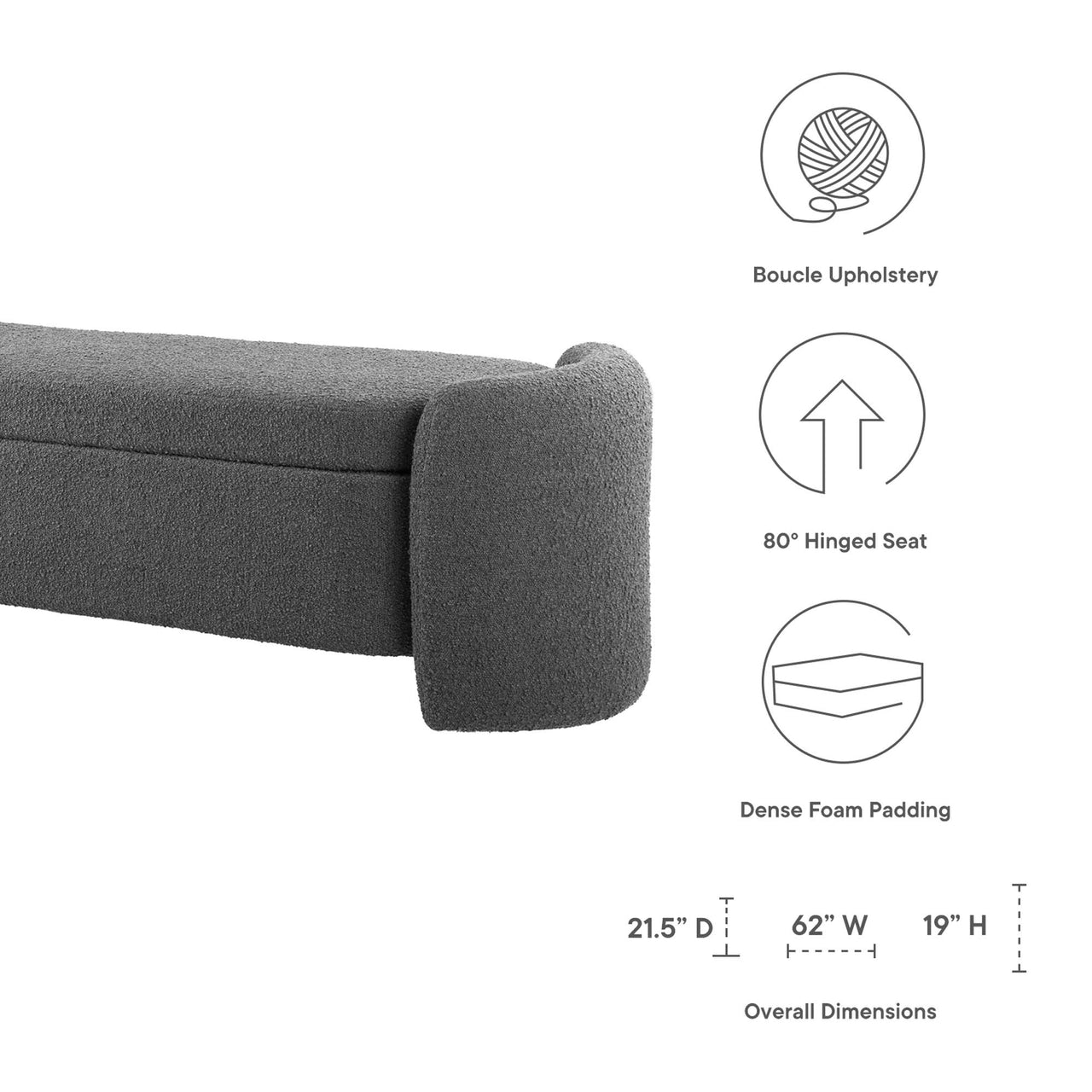 Mitosis Boucle Bench, Charcoal