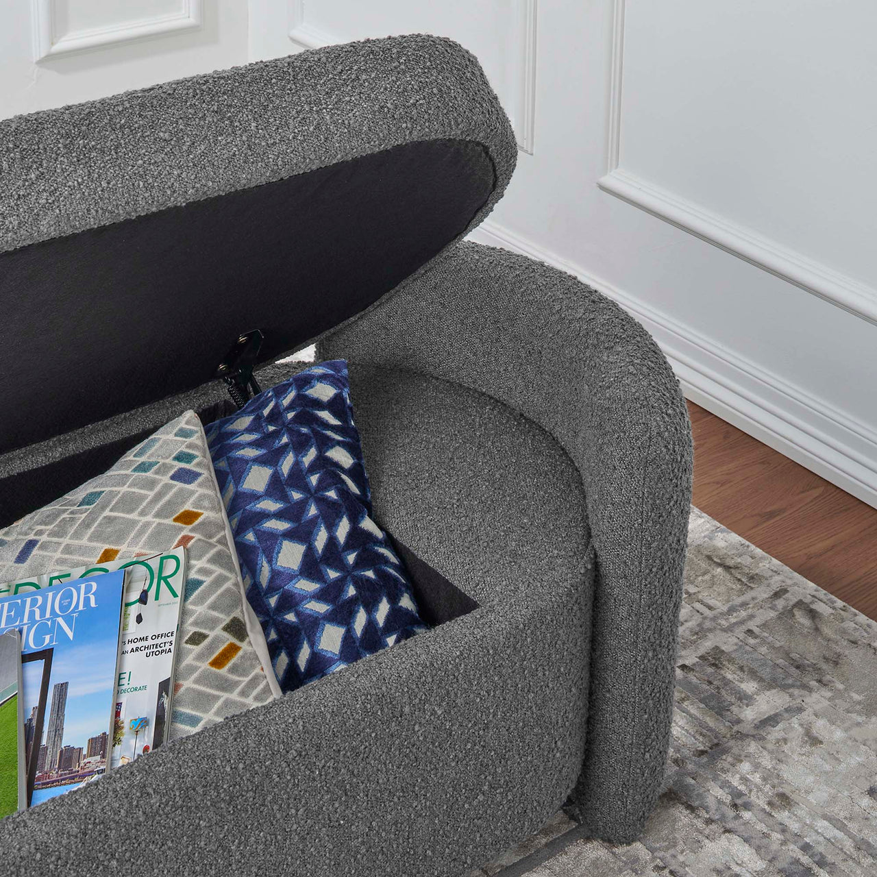 Mitosis Boucle Bench, Charcoal