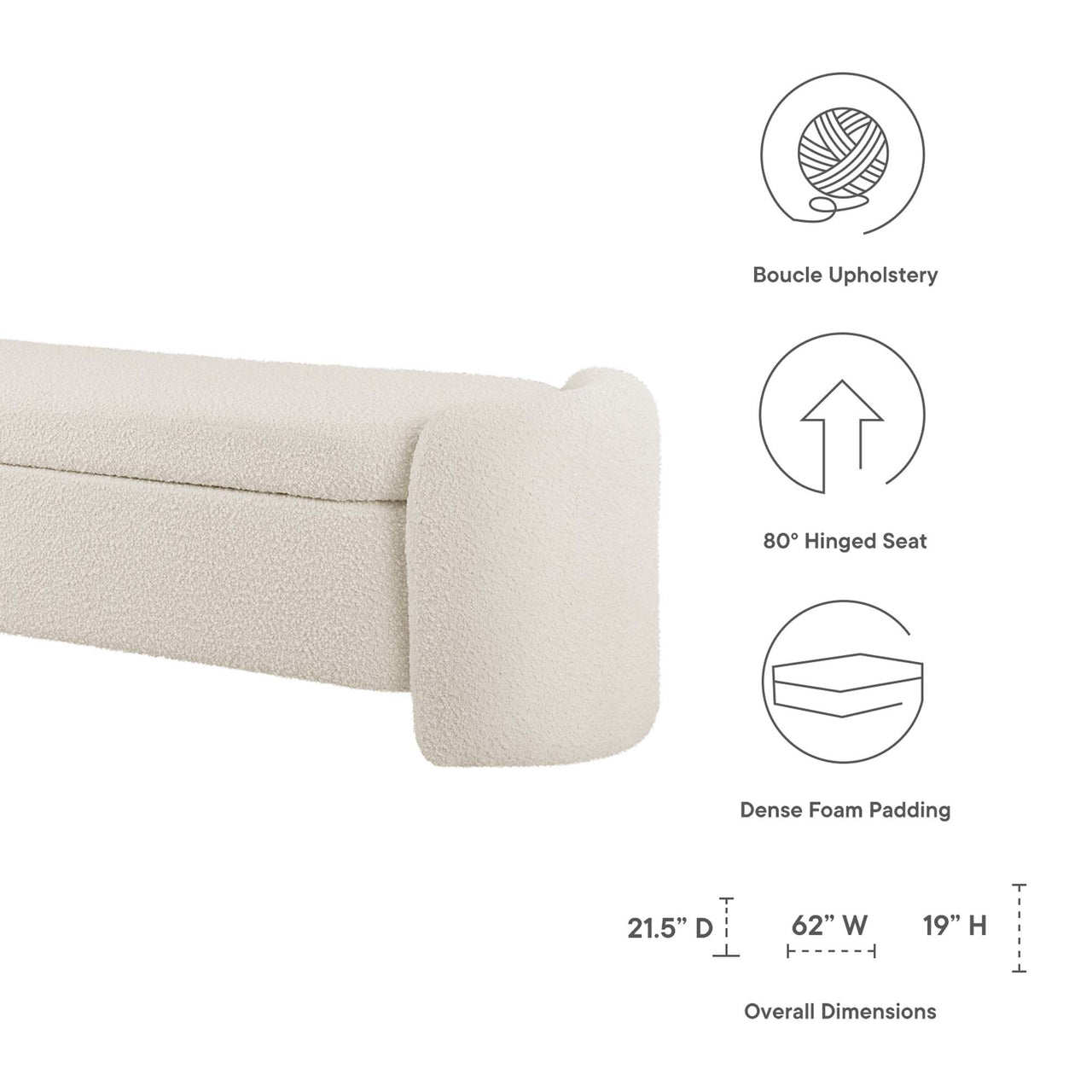 Mitosis Boucle Bench, Ivory