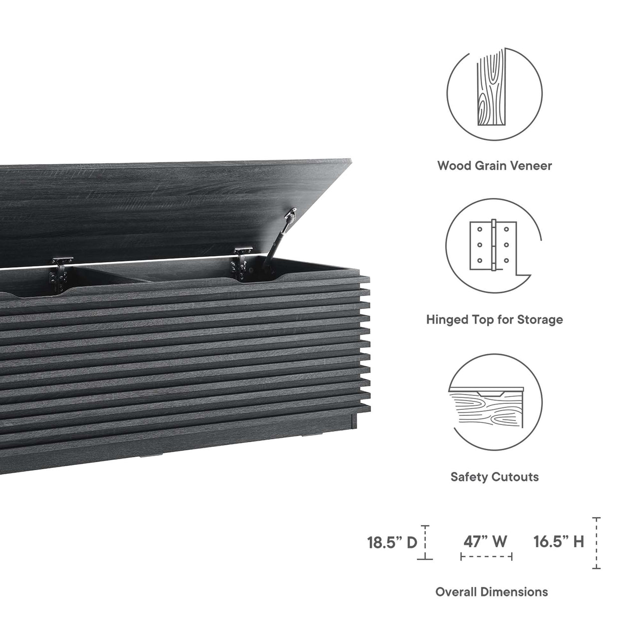 Ventra Storage Bench, Charcoal