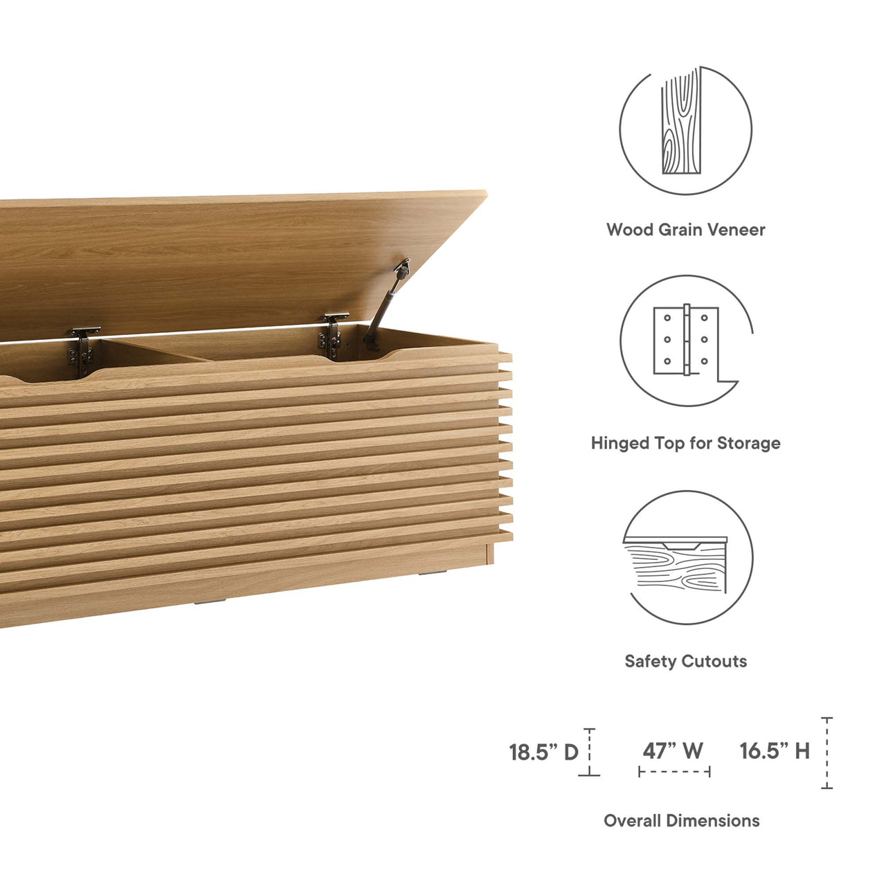 Ventra Storage Bench, Oak