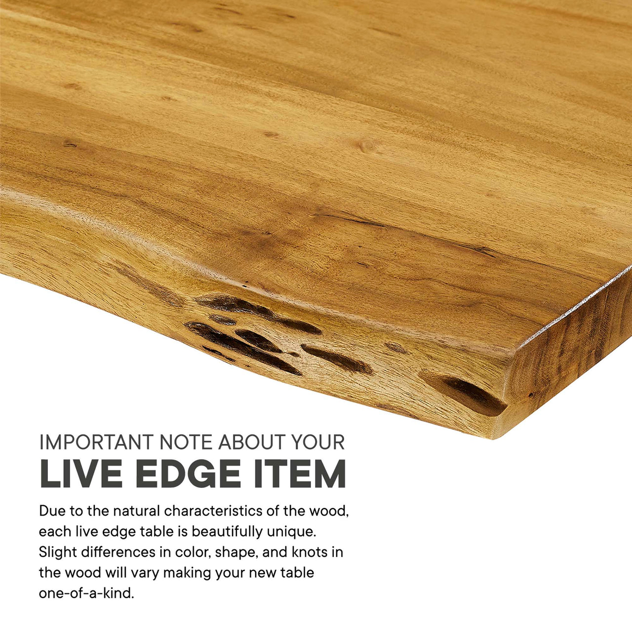 Havenwood Live Edge Acacia Dining Table, Small, Natural Wood