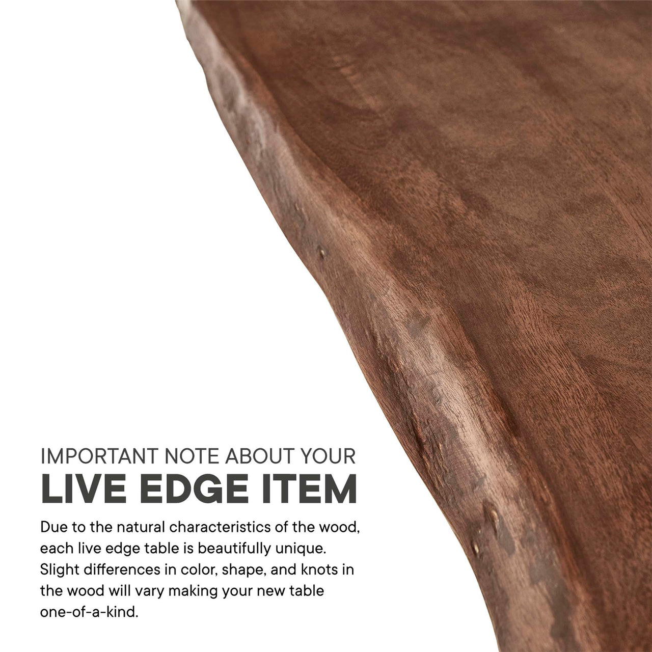 Havenwood Live Edge Acacia Dining Table, Small, Walnut