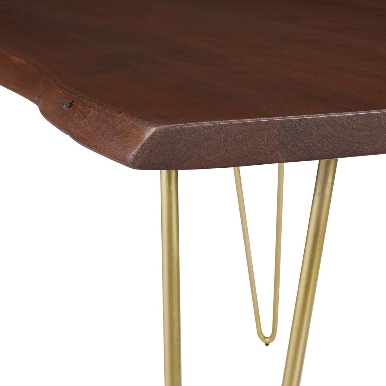 Havenwood Live Edge Acacia Dining Table, Small, Gold & Walnut