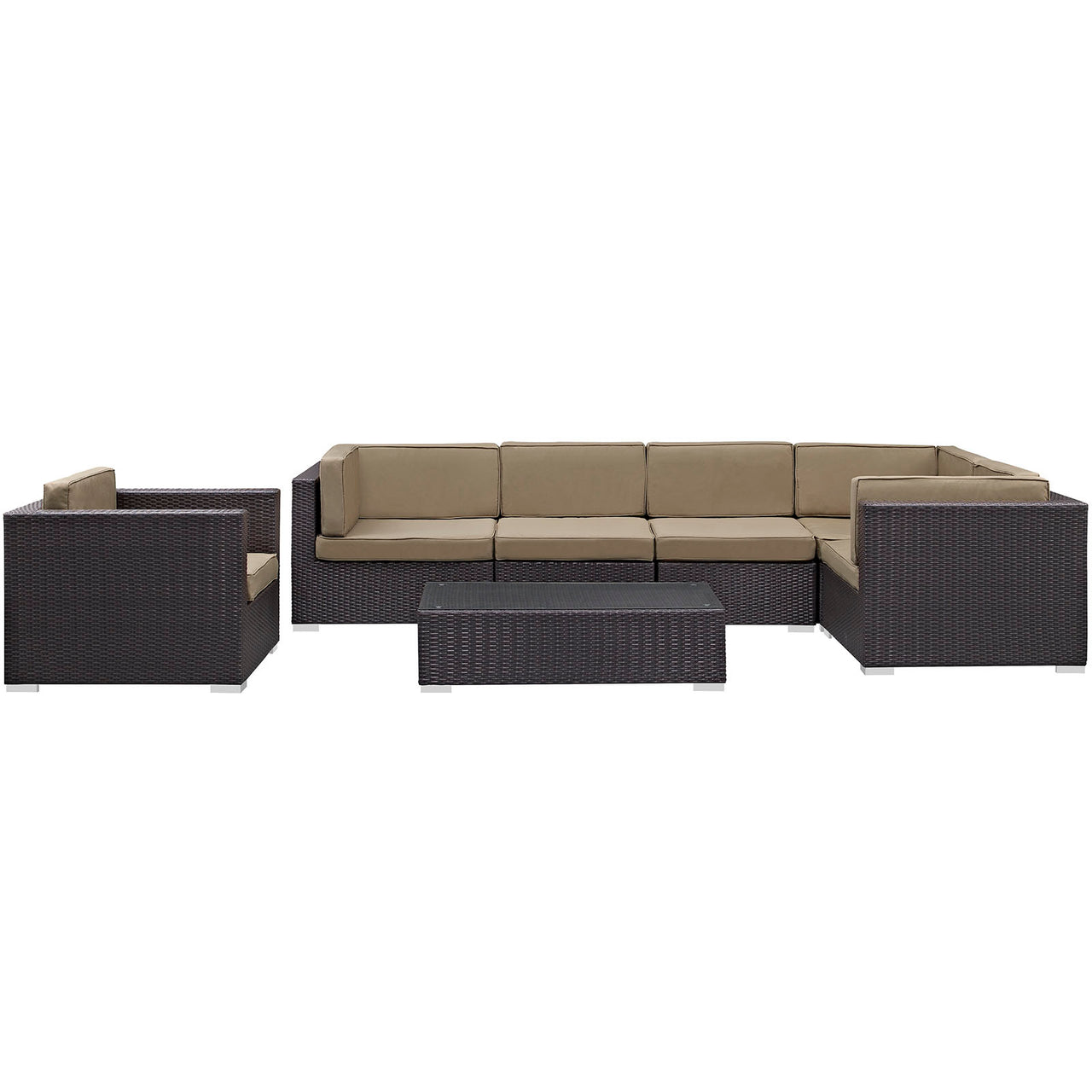 Tavara 7-Piece Alfresco Sectional Set, Espresso & Mocha