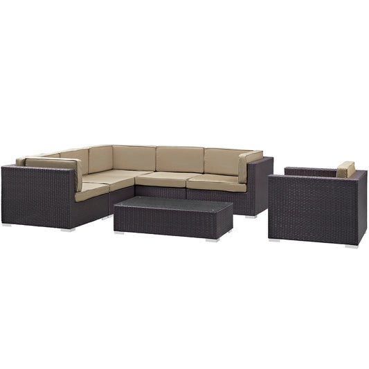Tavara 7-Piece Alfresco Sectional Set, Espresso & Mocha