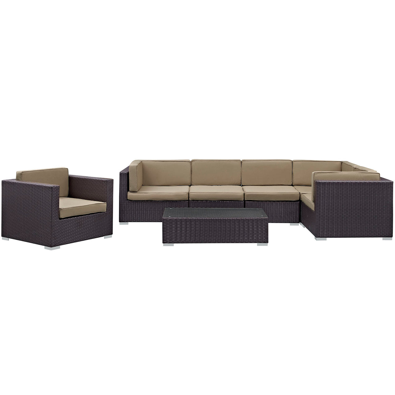Tavara 7-Piece Alfresco Sectional Set, Espresso & Mocha