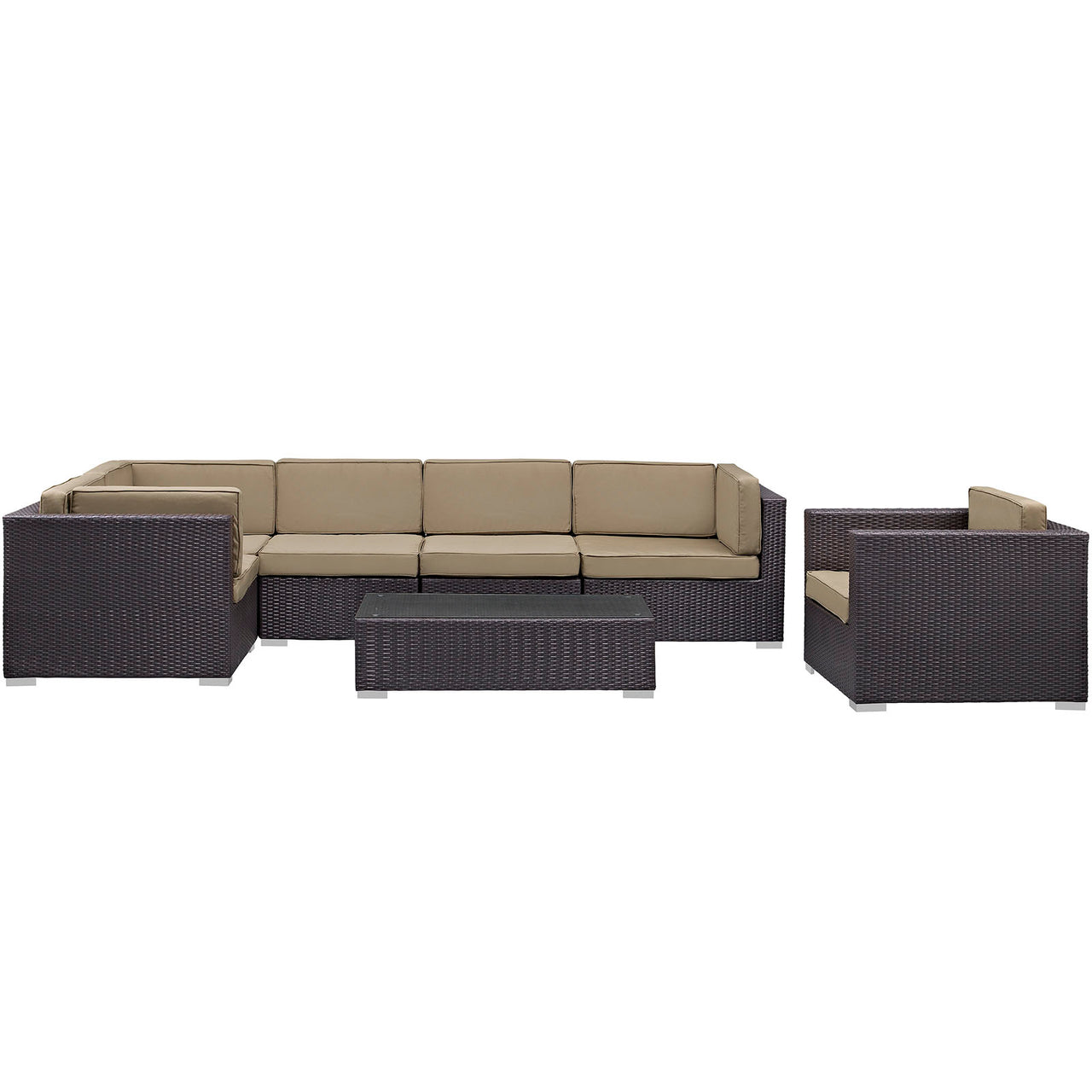 Tavara 7-Piece Alfresco Sectional Set, Espresso & Mocha