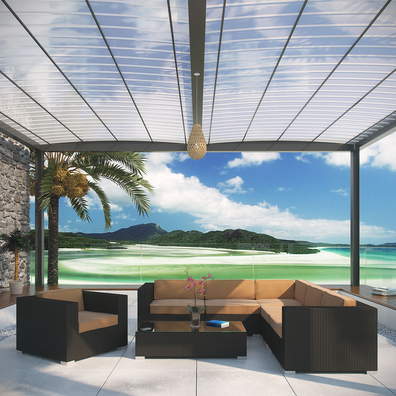 Tavara 7-Piece Alfresco Sectional Set, Espresso & Mocha